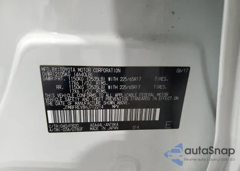 2017 Toyota Rav4 Le from USA, damaged, VIN JTMBFREV8HJ712214